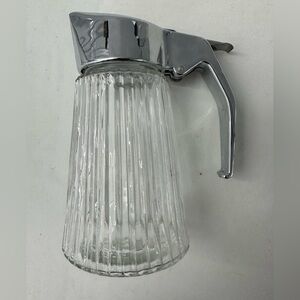 UWO Germany Ribbed Glass/Stainless/Plastic Syrup Pitcher